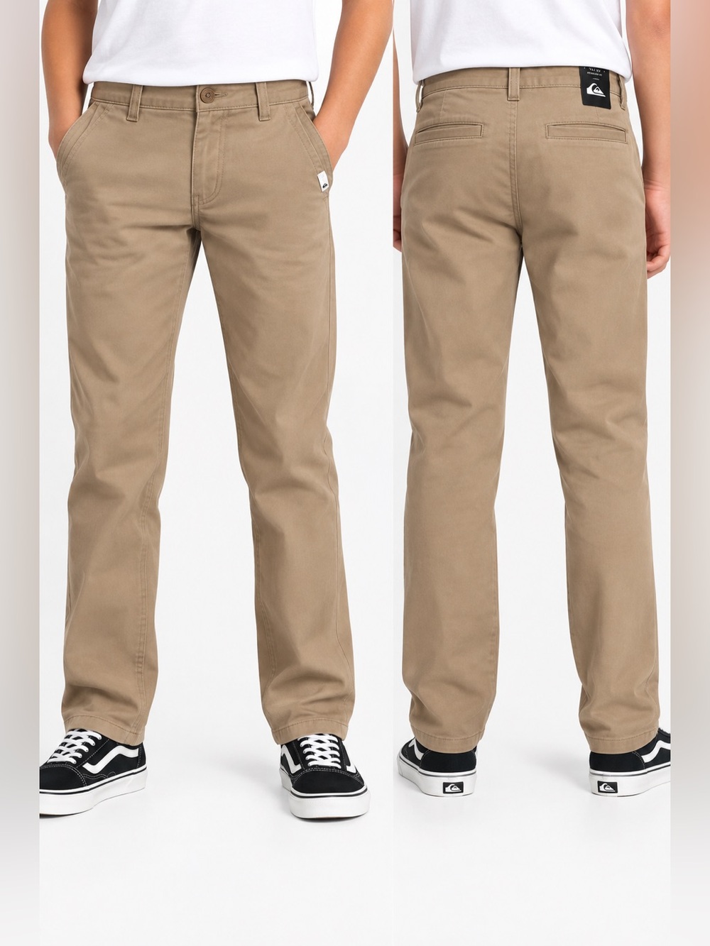 NWT Quiksilver Boys Size L 12 Khaki Chino Pants Regular Fit